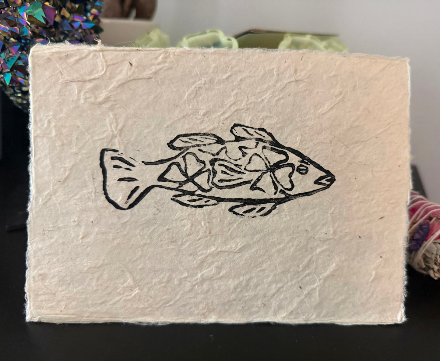 "Hibiscus Swim" Linocut